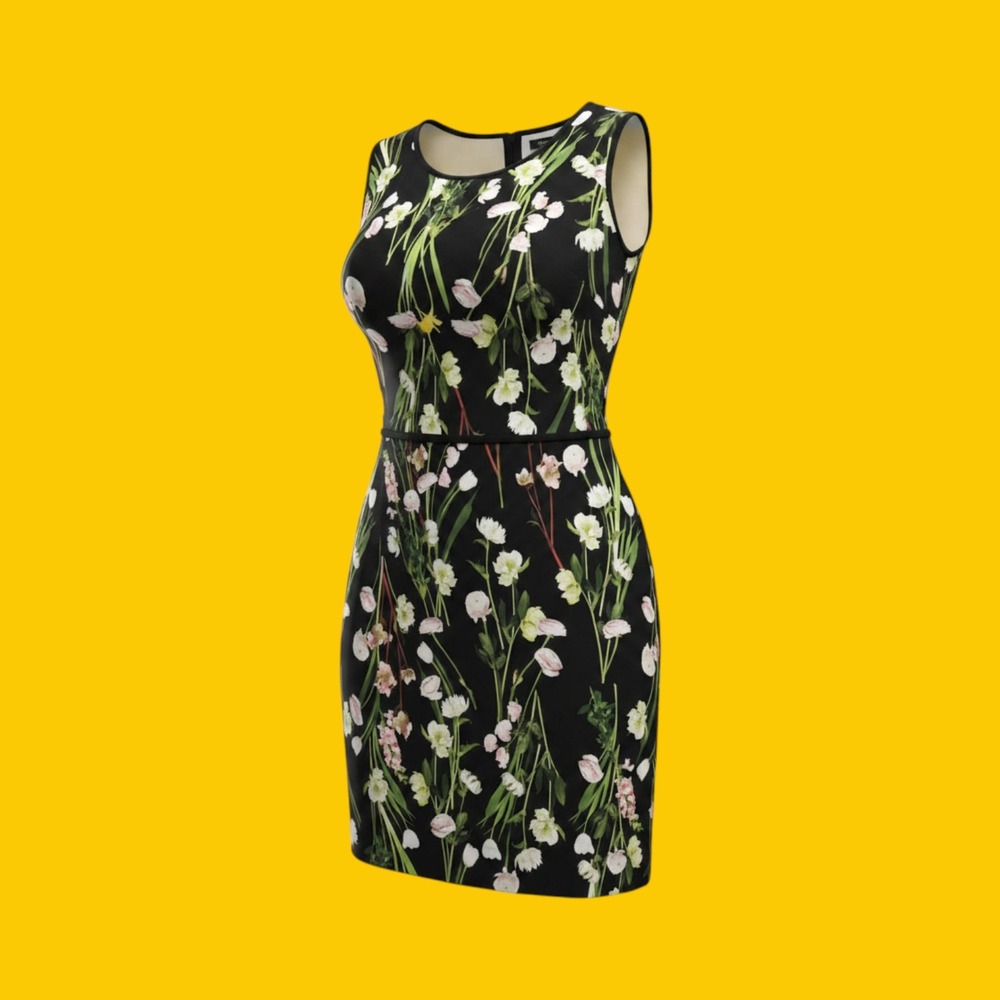 Victoria Beckham for Target Floral Sleeveless Shift Dress Black Pink White 3X
